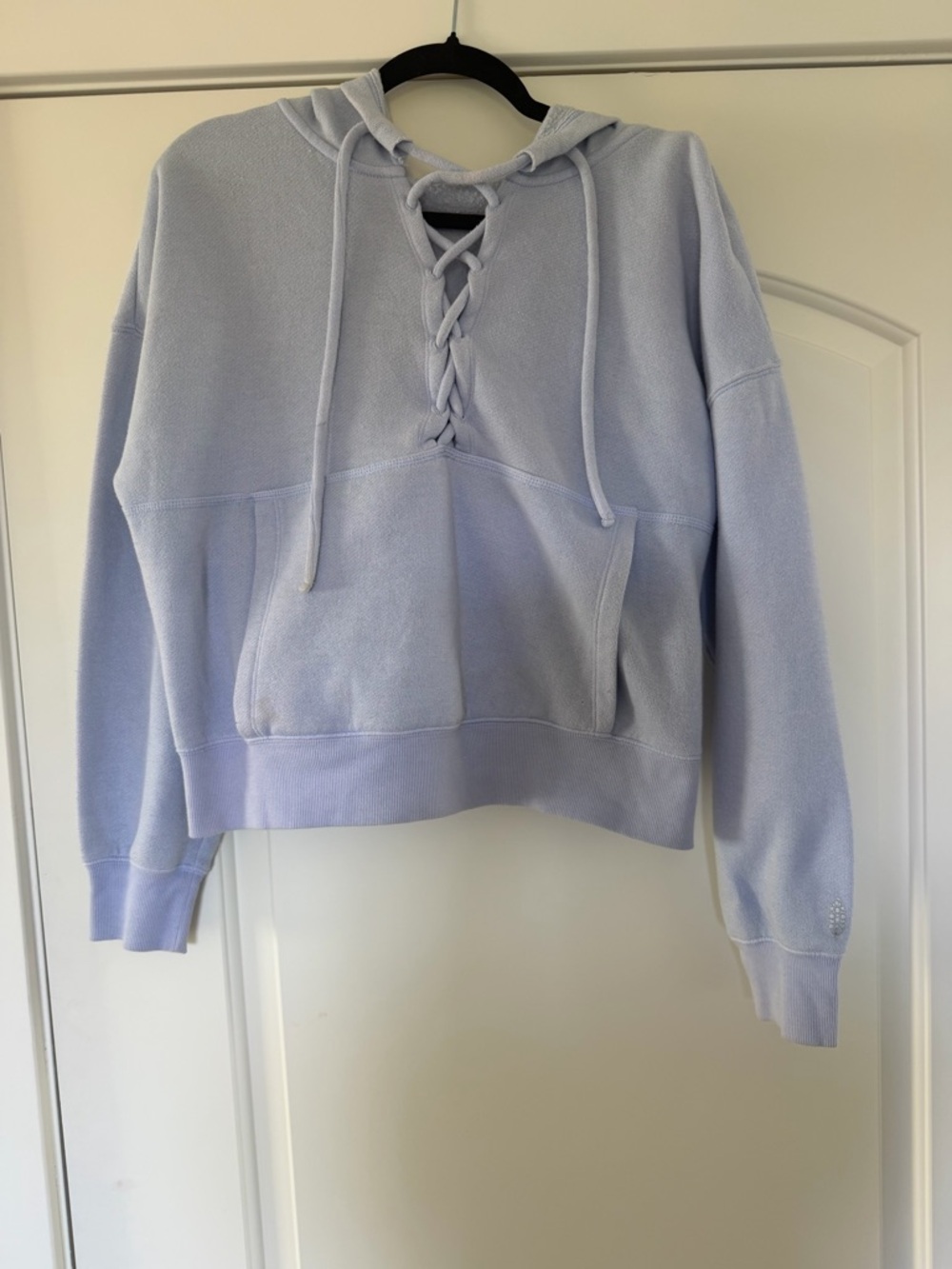 FP Movement by Free People Believe It Lace-Up Pullover Hoodie in Light Blue
